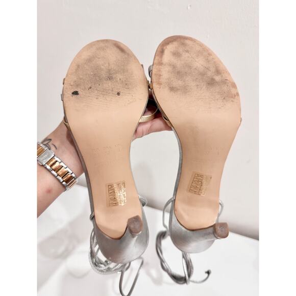 Vicson Miami Two-Toned Leather Strappy Stiletto High Heels Silver Women's Size 8 - Picture 7 of 9